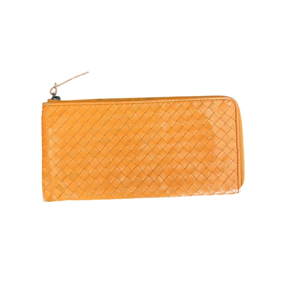 Bottega Veneta Intrecciato Weave Zip Around Leather Wallet Orange 203808 VH0G1 - Picture 2 of 13